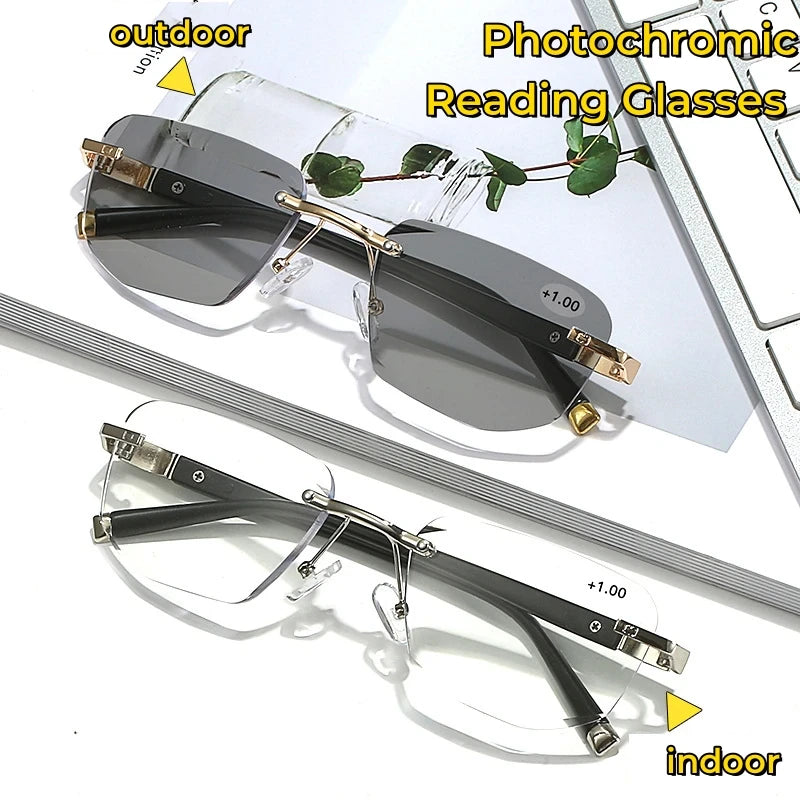 Anti-blue Light Progressive Far and Near Dual-use Color-changing Reading Glasses Outdoor Sunglasses