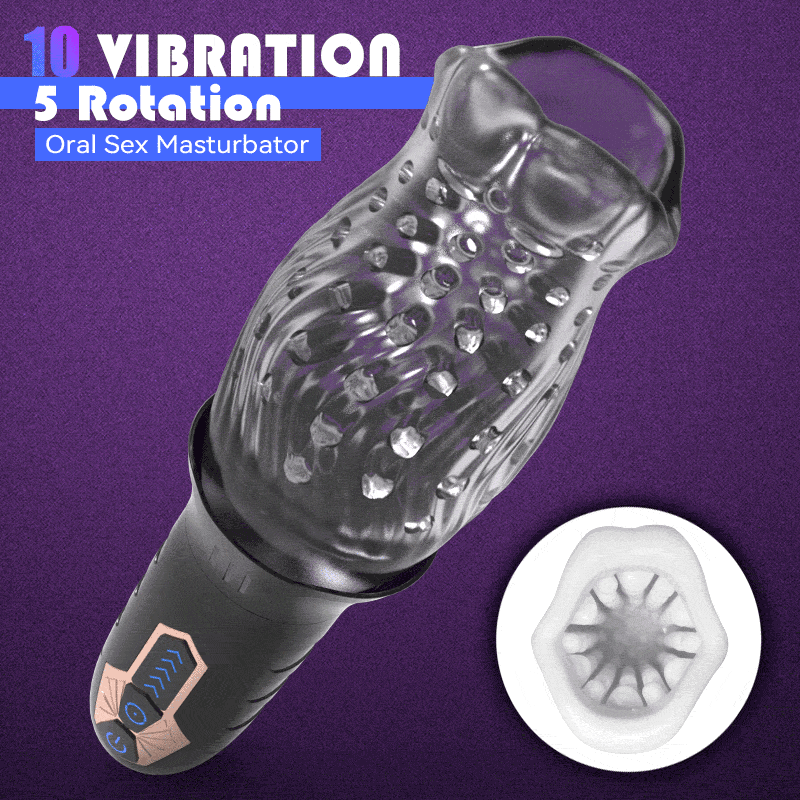 360°Automatic Rotation Vibrator Bare Sleeve 10 Vibration 5 Rotation Oral Sex Masturbator Blowjob