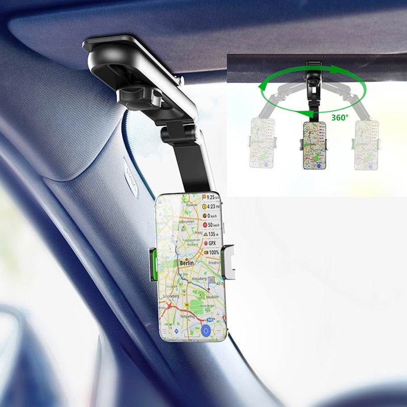 Rotatable and Retractable Car Phone Holder Portable Foldable Car Sun Visor GPS Mount Phone Holder