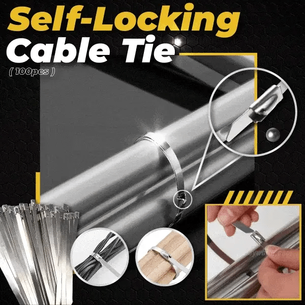 100Pcs Stainless Steel Cable Ties 4.6mm Heavy Duty Self-Locking Cable Zip Tie Multi-Purpose Metal Exhaust Wrap Locking Ties