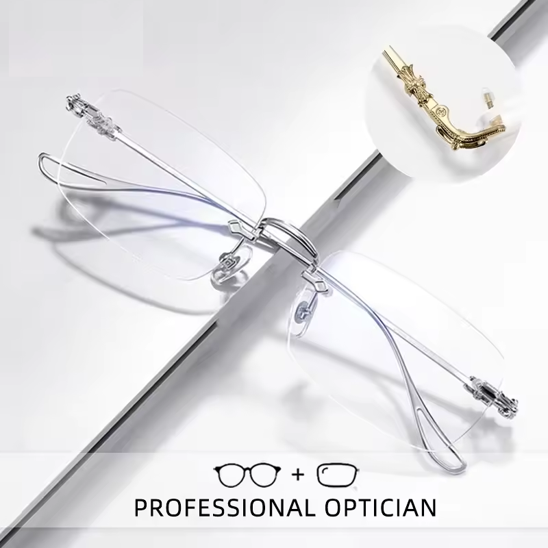High-Grade Anti-Blue Light Rimless Reading Glasses Anti-fatigue Ultra-light