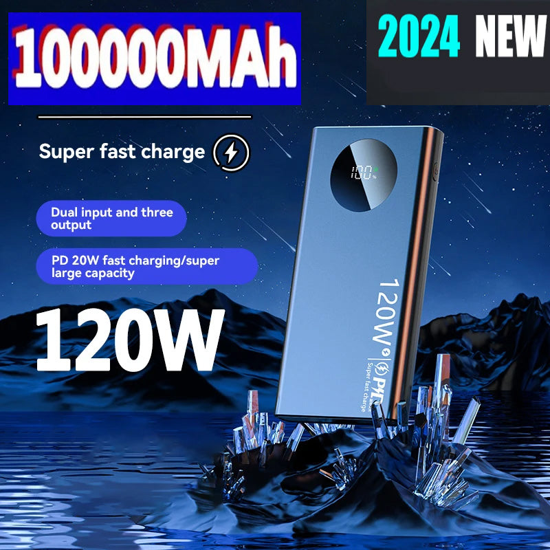 120W Super Fast Charging 50000mAh Thin and Light Power Bank Ultra-Long Life Power Bank