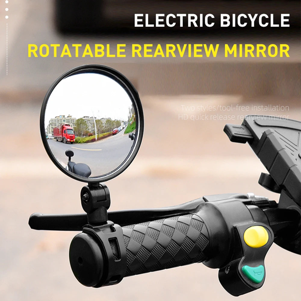 1Pair Bicycle Rearview Mirror Wide Angle Convex Mirror Bicycle Mirror Mountain Bike Rearview Mirror Silicone Handle Mirror