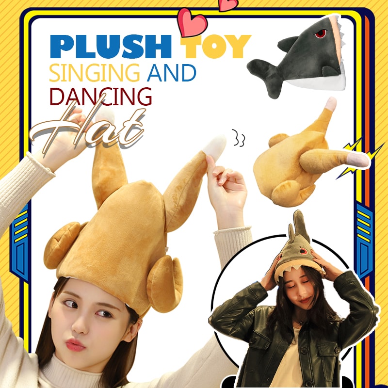 New Hot Fashion Turkey Thanksgiving Hat Novelty Cooked Chicken Bird Secret Santa Fanc Plush Toy Singing And Dancing Singing