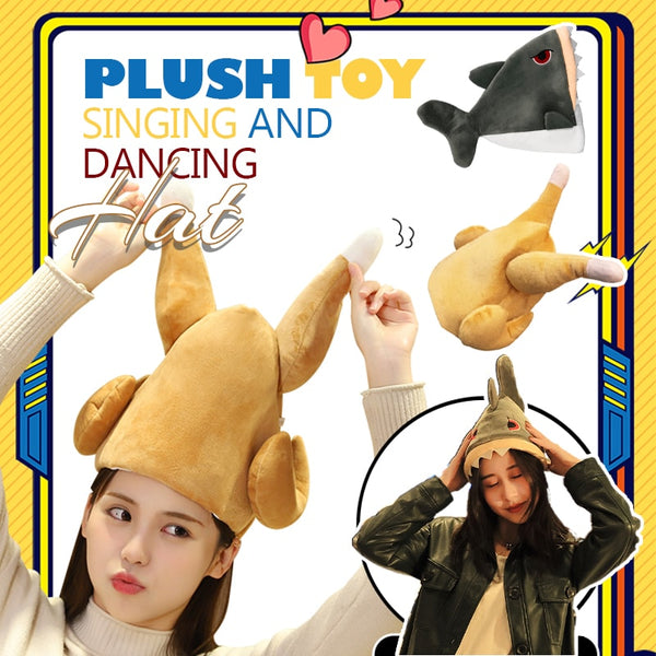 New Hot Fashion Turkey Thanksgiving Hat Novelty Cooked Chicken Bird Secret Santa Fanc Plush Toy Singing And Dancing Singing