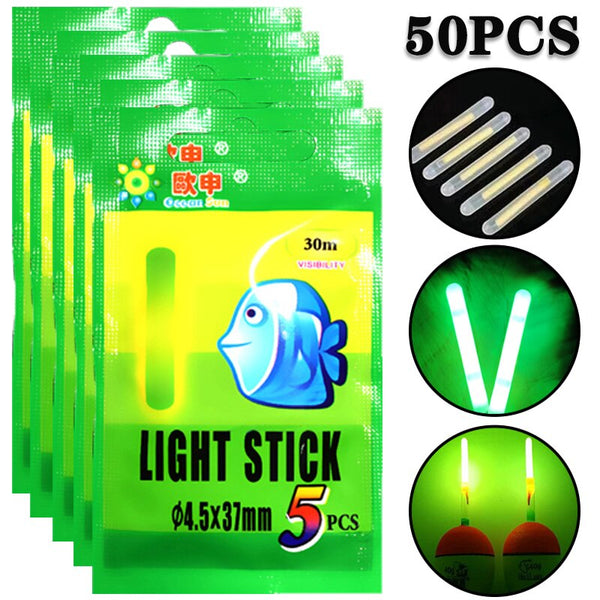 50PCS Fishing Float Fluorescent Lightstick Light Night Float Rod Lights Dark Glow Stick Useful Fishing