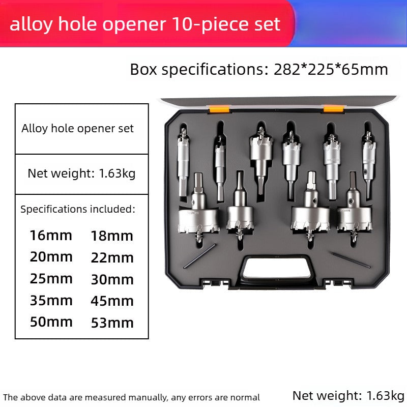 6/10/12Pcs Alloy Hole Saw Set 16-53mm Carbide Hole Saws for Metal Applications Non-Slip Triangular Handle Positioning Drill Hole Saw Set Suitable for Hand Drills and Bench Drills
