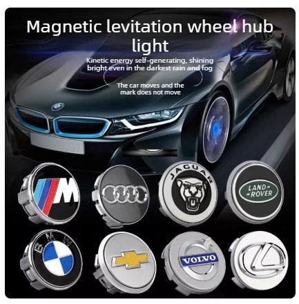 4Pcs Kinetic Self-Powered Magnetic Levitation Wheel Hub Lights｜Wheel Rotates, Logo Remains Stationary｜Automatic Illumination at 20mph｜Battery-Free &amp; Wireless｜Vehicle-Specific Snap-Fit Installation