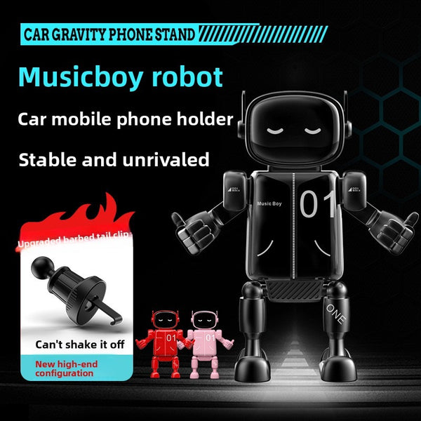 Car Phone Holder Robot Edition Gravity-Sensing Fully Automatic 360° Rotation Extendable Tail Hook Anti-Shake Design Universal Vent Mount