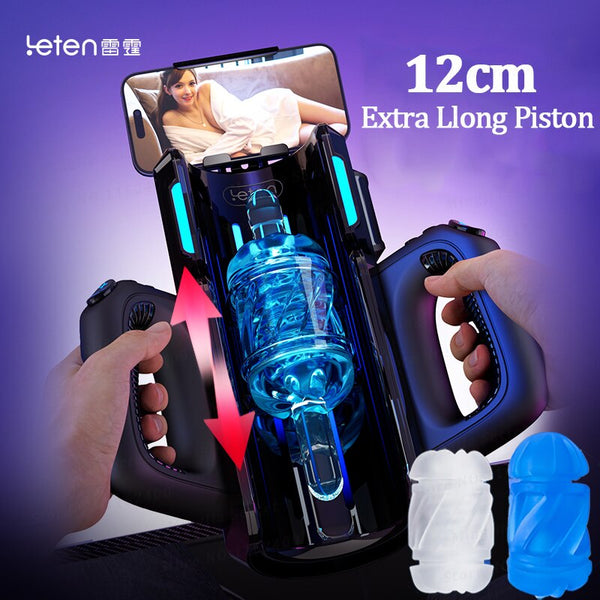 Leten® CANNON KING PRO Masturbator for Men High Speed Automatic Telescopic Thrusting Realistic Vagina Pussy With Moaning Voice and Phone Holder