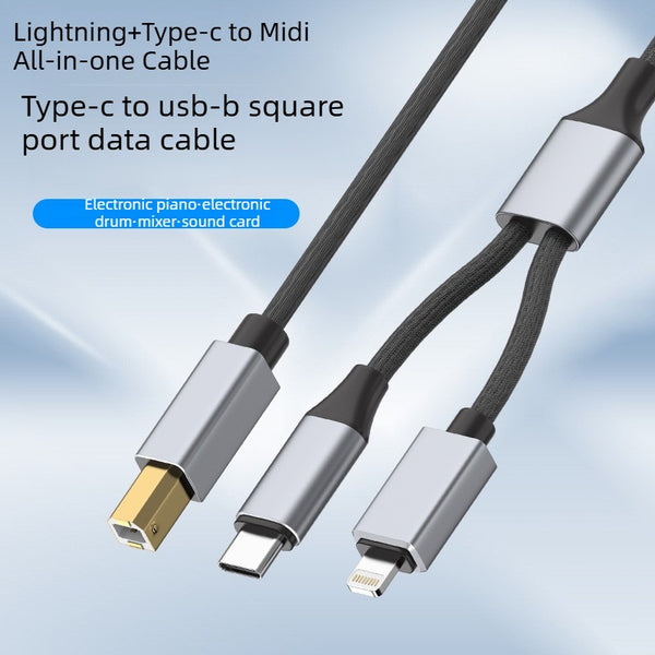Apple Type-C to MIDI OTG All-in-One Cable to USB-B Male Connector  Compatible with iOS 14+/iPad/Mobile Phones/Tablets Plug-and-Play Supports Yamaha/CASIO/Roland Digital Pianos/Electronic Drums/Mixing Consoles/Sound Cards