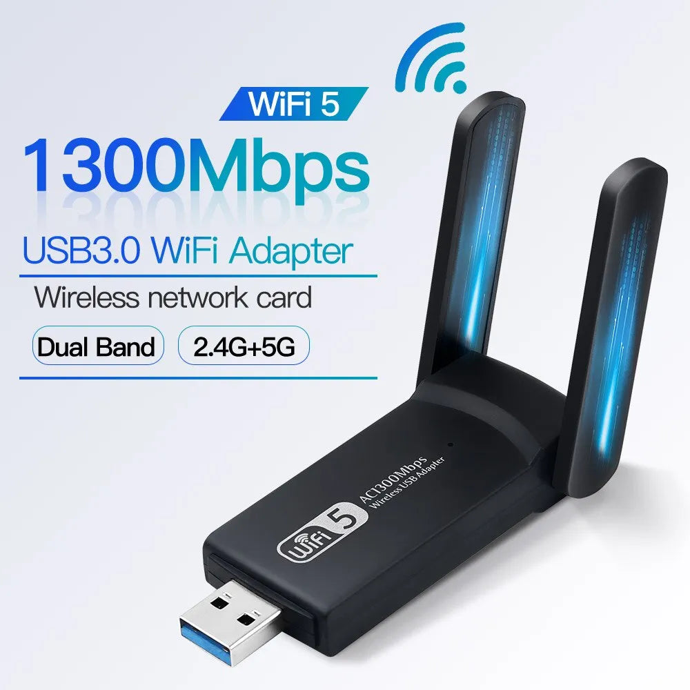 1300Mbps USB3.0 WiFi Adapter Dual Band 2.4G 5Ghz Wireless WiFi Dongle Antenna USB Ethernet Network Card Receiver