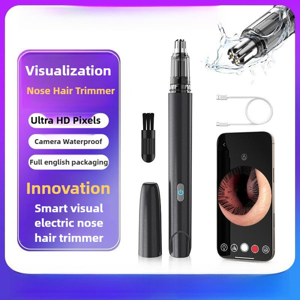 World's Frist Smart Visible Nose Hair Trimmer with 500W Camera IPX5 Waterproof, 45Min Runtime, R-Shaped Safe Blade, 8000RPM Motor