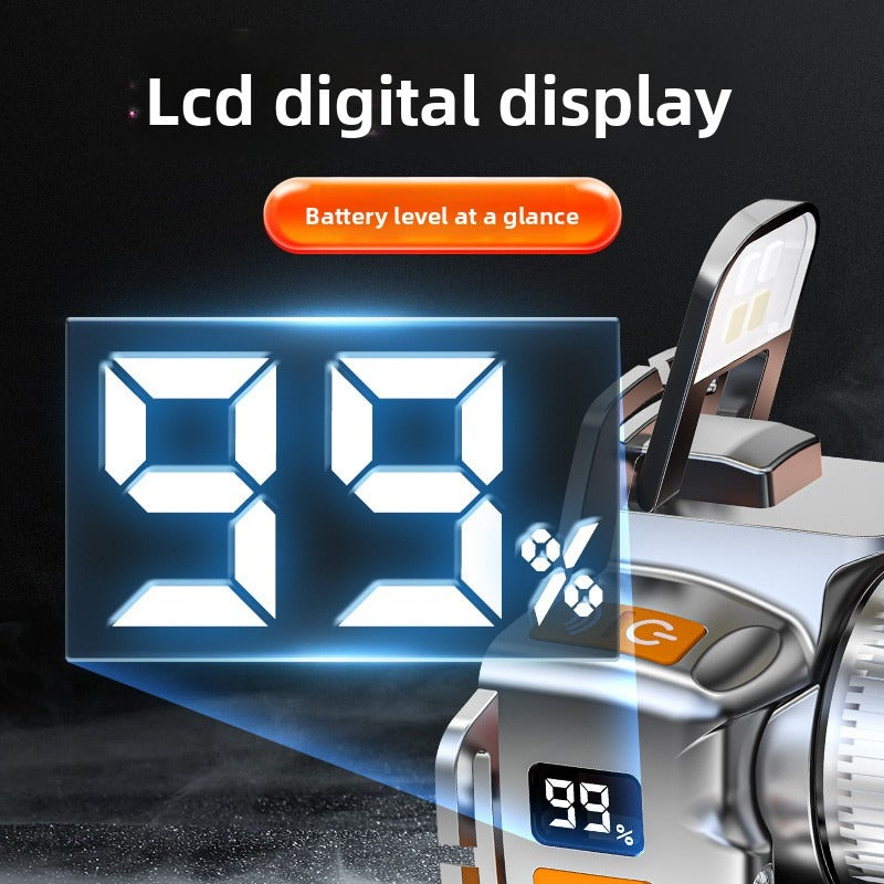 60,000LM White Laser 3-Light Source White/Yellow/Blue Smart Motion-Sensing Headlamp Stepless Zoom + LCD Battery Display Red Zuxiliary Light