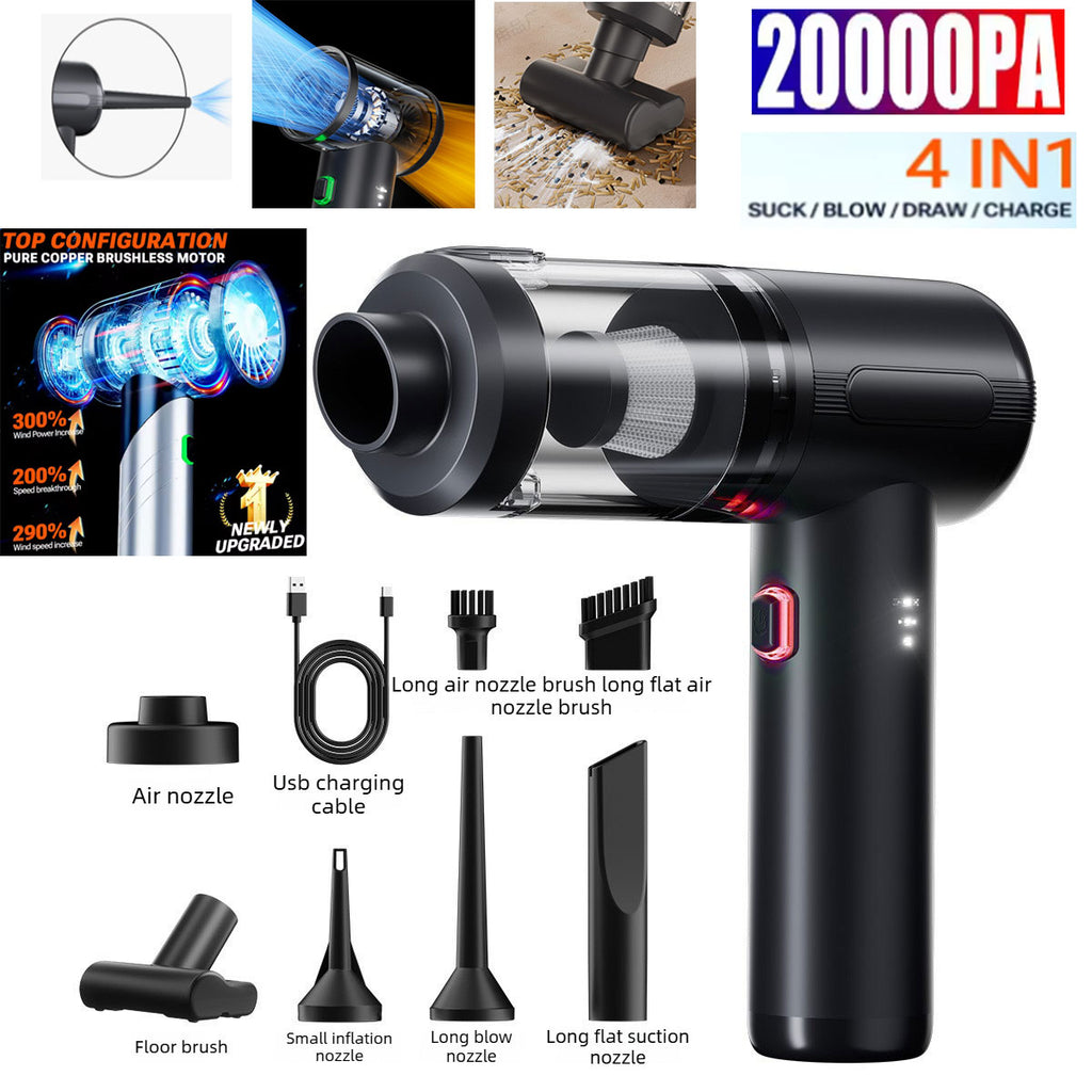 20,000Pa Powerful Suction 4-in-1 Cordless Car Vacuum Cleaner: Vacuuming + Blowing + Air Pump + Vacuum Sealer |  Three-Speed Adjustment | Portable for Home and Car Use