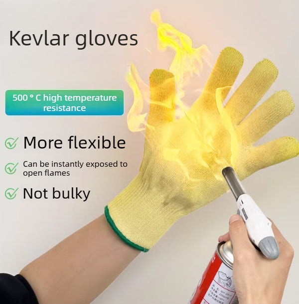 1 Pair 500℃ Industrial-Grade Kevlar Heat-Resistant Gloves | Cut-Resistant, Heat-Resistant, Flexible and Lightweight | Compliant with EN407 Standard