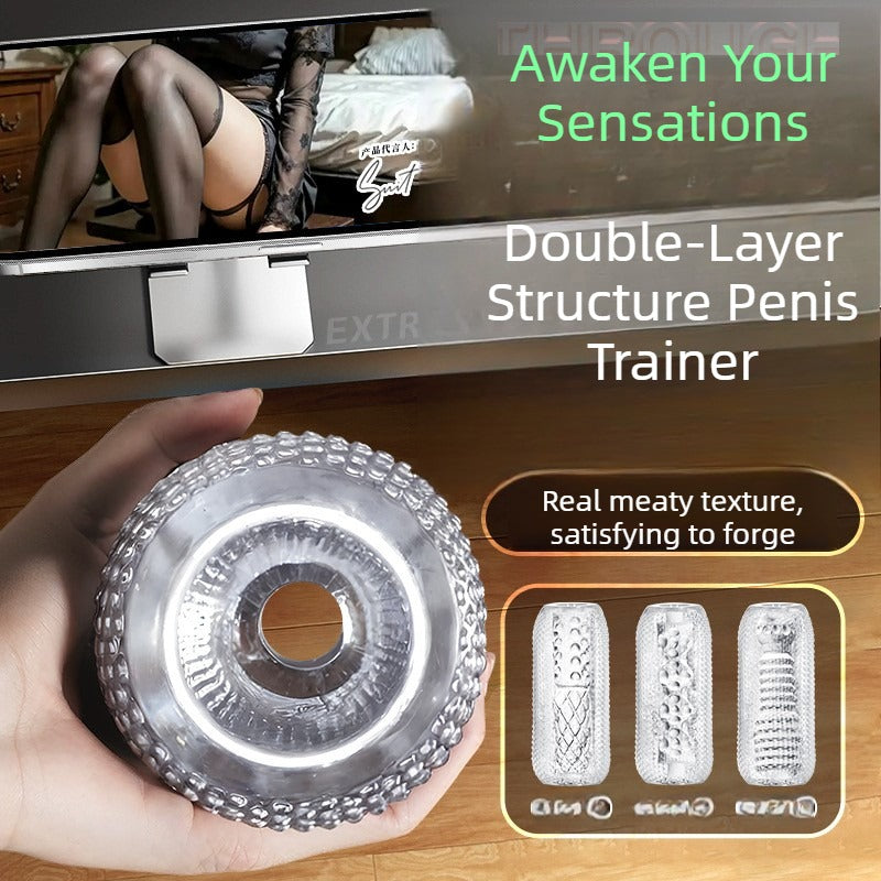 Your Personal Intimate Trainer Realistic Texture Double-Layer Structure Penis Trainer