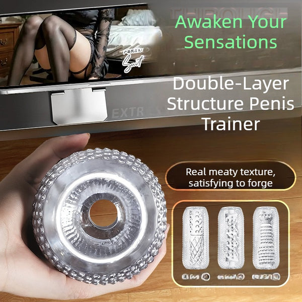 Your Personal Intimate Trainer Realistic Texture Double-Layer Structure Penis Trainer