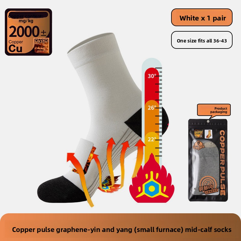 24-Hour 30°C Self-Heating Graphene Socks Copper-Infused Pulse Graphene Energy Socks Odour-Resistant, Sweat-Absorbing, Antibacterial Warm-Foot Wellness Socks