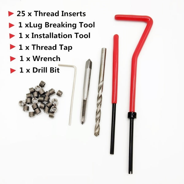 30PCS Metric Thread Repair Insert Kit M5 M6 M8 For Restoring Damaged Threads Helicoil Car Repair Tools Coarse Crowbar