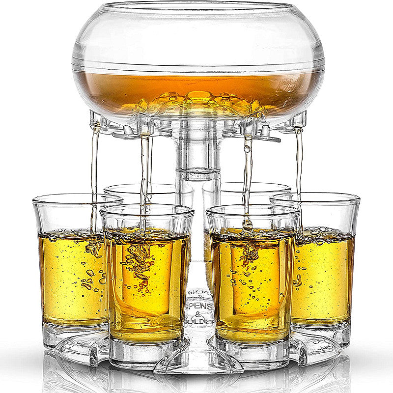 6 Shot Wine Dispenser Acrylic Holder Whisky Liquor Beer Dispenser Rack Pour Juice Beverage Divider Party Drinking Bar Club Tool