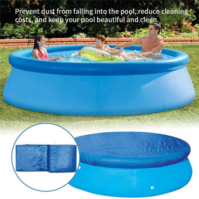 Inflatable Swimming Pool Cover Rectangular Round Ground Pool Cover PE Tarpaulin Waterproof Rain Cloth Dustproof with Drawstring