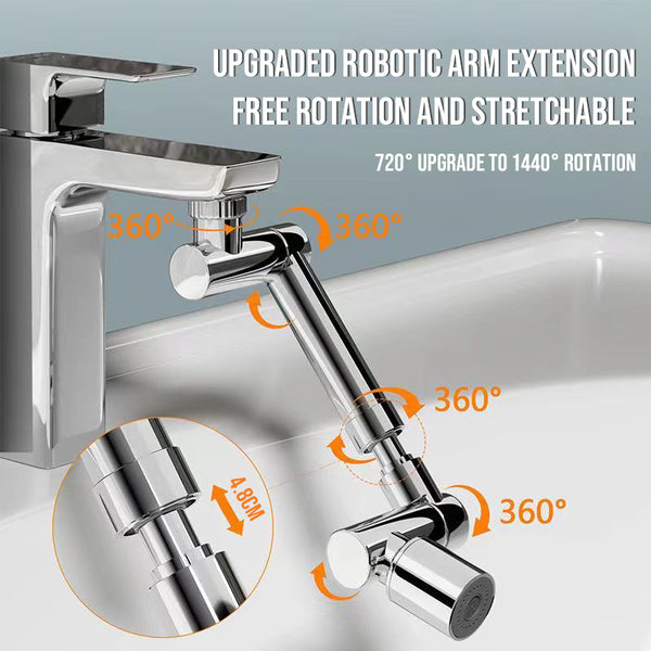 1440° Rotation Telescopic Faucet Pressurize Extender Copper Splash Proof Aerator Universal Washbasin Kitchen Faucet Filter Bubbler Nozzle Extension