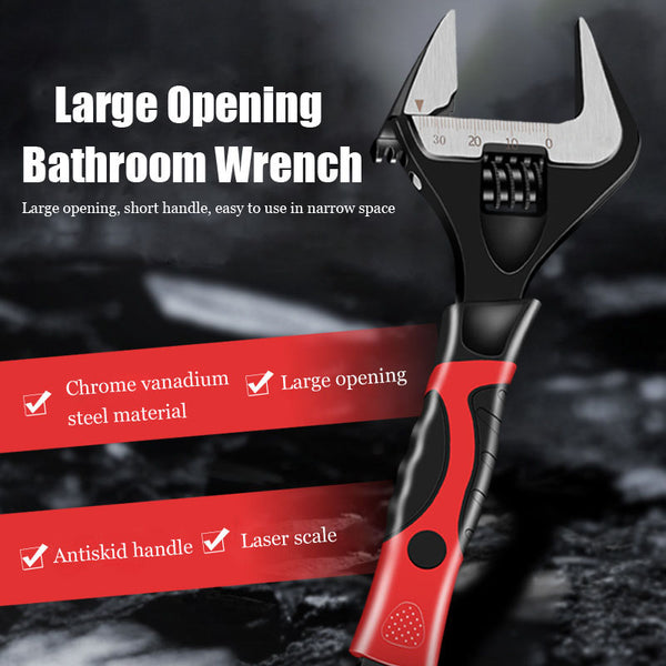 Short Handle Large Opening Adjustable Wrench Stainless Steel Universal Wrench Mini Nut Key Hand Tool Bathroom Wrench