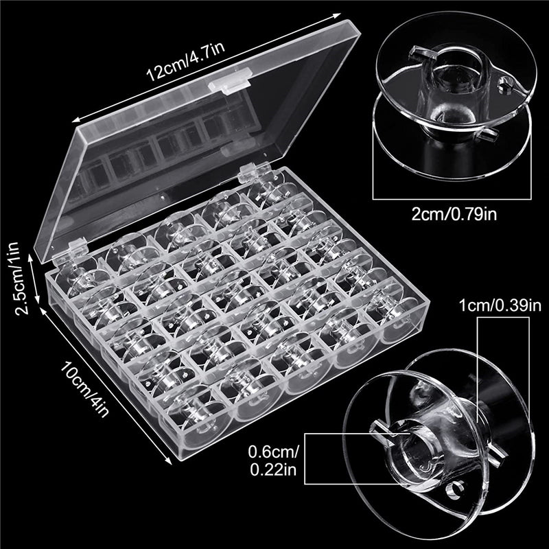 25/36/50Pcs Clear Sewing Machine Bobbins Spools Empty Bobbins Spools Plastic Storage Box for Haberdashery Sewing Accessory Tools