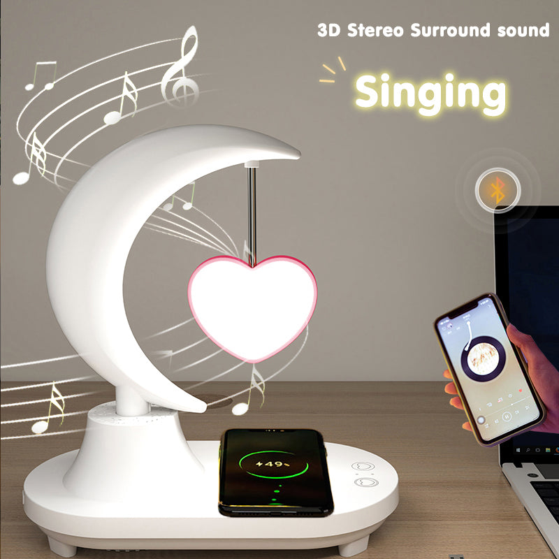 3 In 1 Table Wireless Charger Night Light Bluetooth Speaker Colorful Bedside LED Desk Lamp with Wireless Charger Mobile Phone Charger Stand