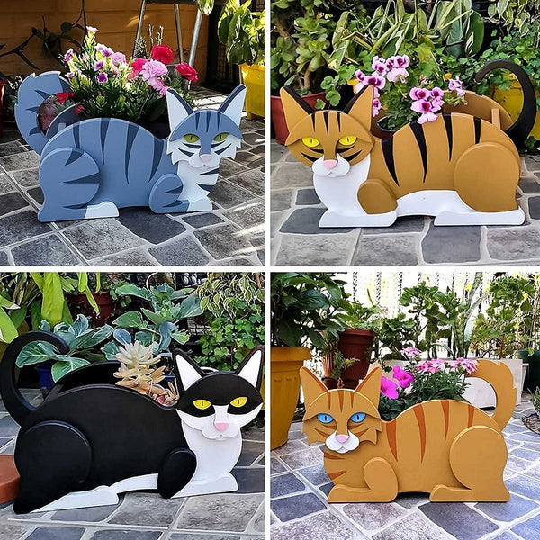 DIY Garden Pots Cat Shaped Planter Garden Flower Pot Cat Animal Garden Animal Statue Sculpture Flower Planter Garden Decoration