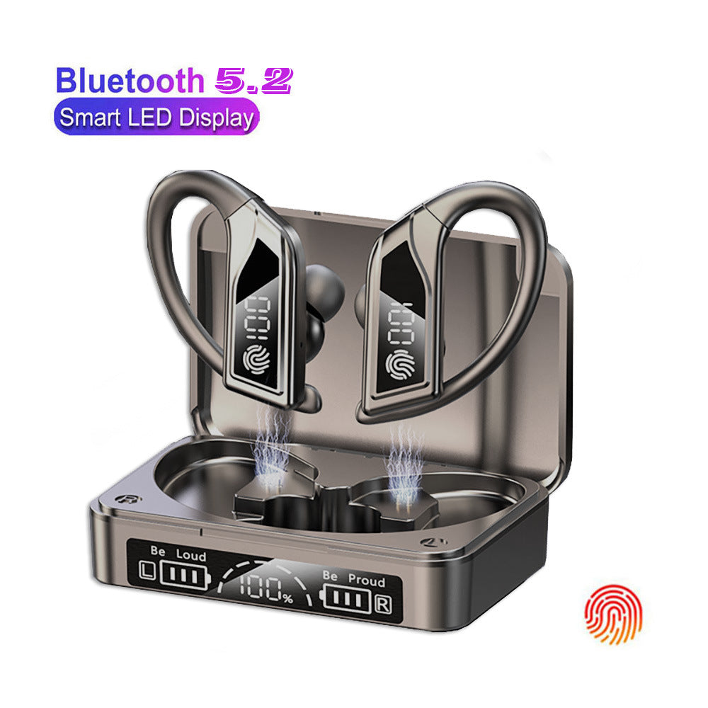 TWS Wireless Touch Ear Hook Earphones Digital Display HiFI Stereo Q8 Sport Headphone Waterproof Bussiness  Headset with Microphone