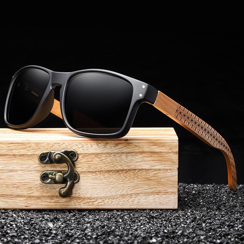 Polarized 100% Natural Wooden Sunglass Frame Bamboo Black Sunglasses Men's UV Protection Luxury Vintage Sunglasses
