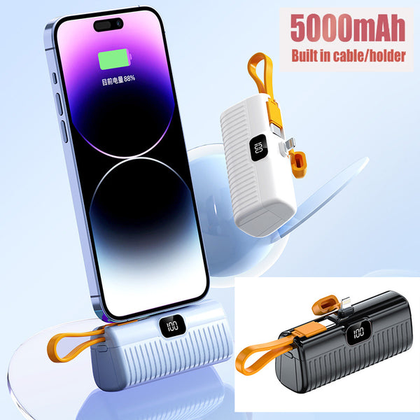 2500/5000mAh Portable Capsule Mobile Power Mini Fast Charger External  Battery with Apple/Type-C connector in both versions