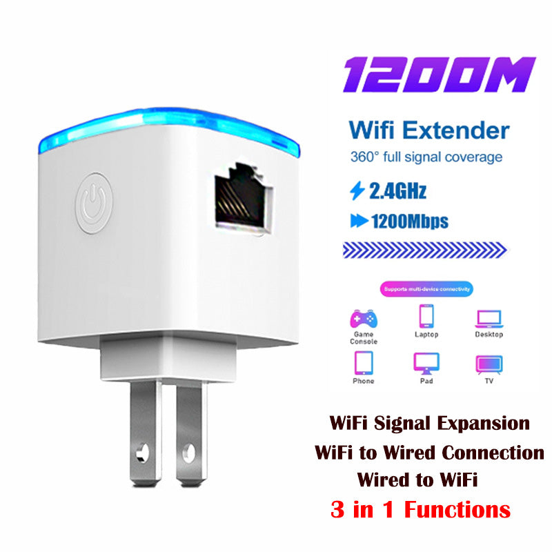 World's Newest Mini 3-in-1 WiFi Extender WiFi Signal Expansion,WiFi to Wired Connection,Wired to WiFi