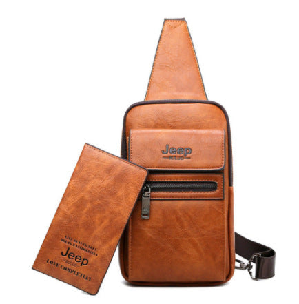 JEEP Men Chest Bag Wallet Set Sling Crossbody Bag Man's Crossbody Bag Split Leather High Quality For Man