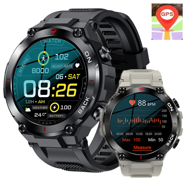GPS Tracker Blood Oxygen Heart Rate Monitoring Smart Watch 40 Days Long Standby IP68 Waterproof Outdoor Sport Smart Watch