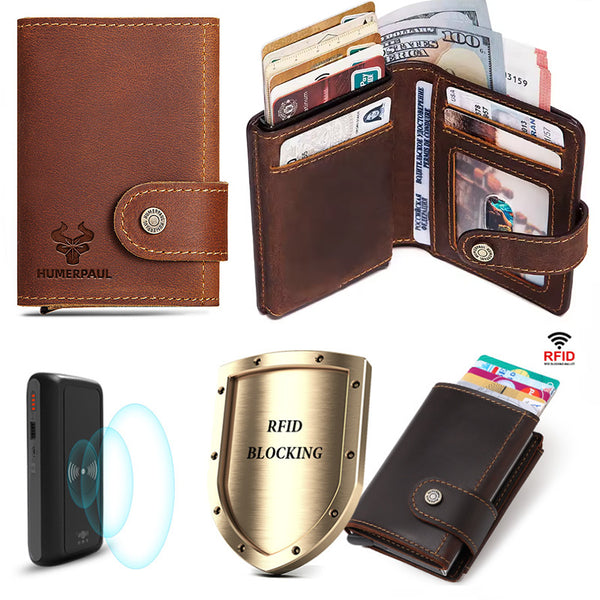 Hummer Paul Luxury Crazy Horse Handmade Leather RFID Pop-up Card Wallet RFID Anti-theft Ultra-thin Multi-card Slot Wallet