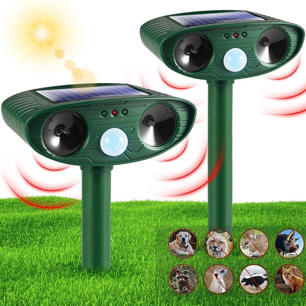 2Pcs Ultrasonic Animal Repellant Cat Dog Repellant Solar Powered Rechargeable Garden Waterproof Animal Deterrent For Farm Yard