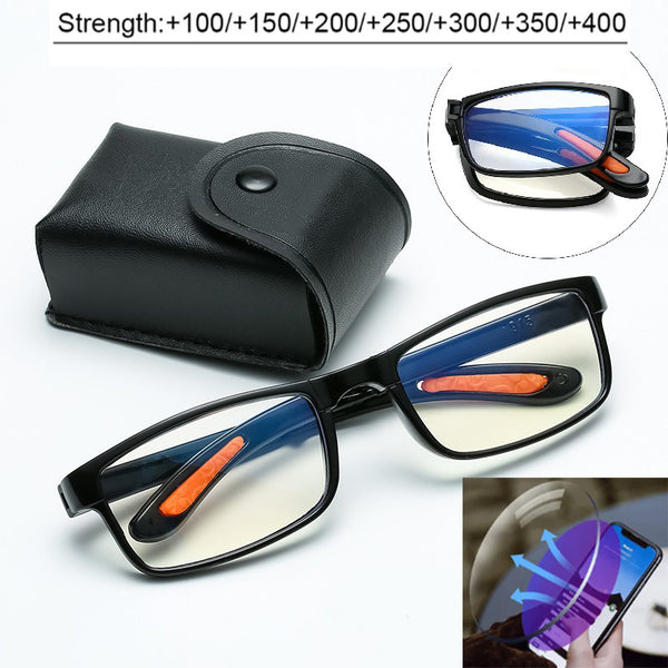 TR90 Anti-blue Light Folding Reading Glasses With Box Women Men Portable Eyewear Farsight Glasses