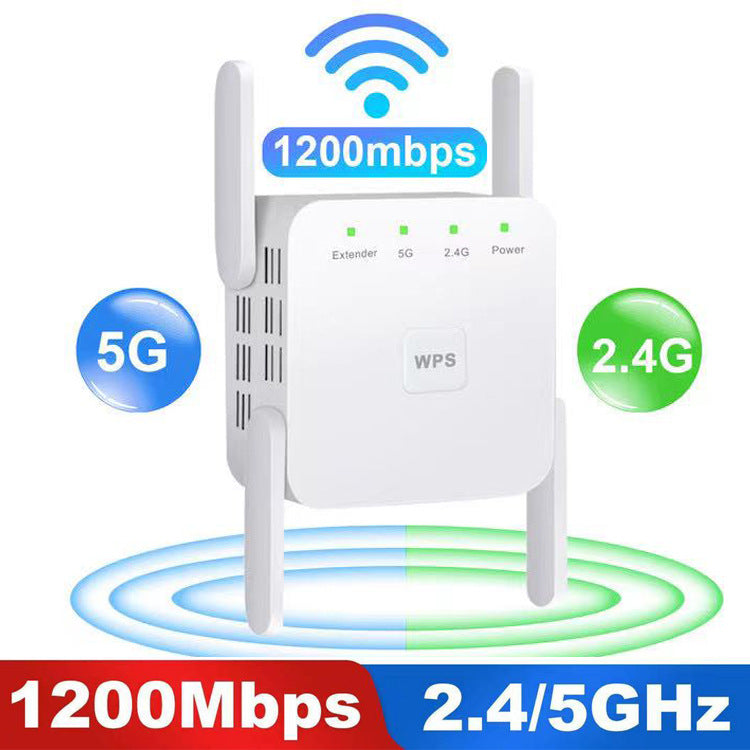 1200Mbps 4 Antenna Wireless WiFi Repeater 2.4G 5GHz Wifi Signal Amplifier Extender Router Network Wlan WiFi Repetidor