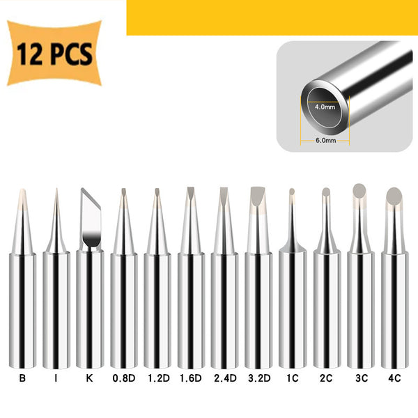 12Pcs/17Pcs Soldering Iron Pure Copper 900M Soldering Iron Head Set Inside Hot Bare Copper Electric Tip