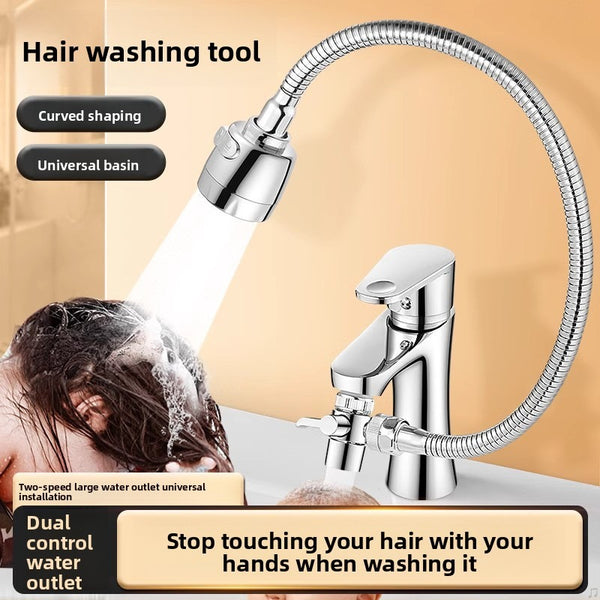 Washbasin Tap Extension 360-degree swivel flexible hose with fixed bend Three-stage water flow settings Dual-control switch Universal installation Pressurising and water-saving