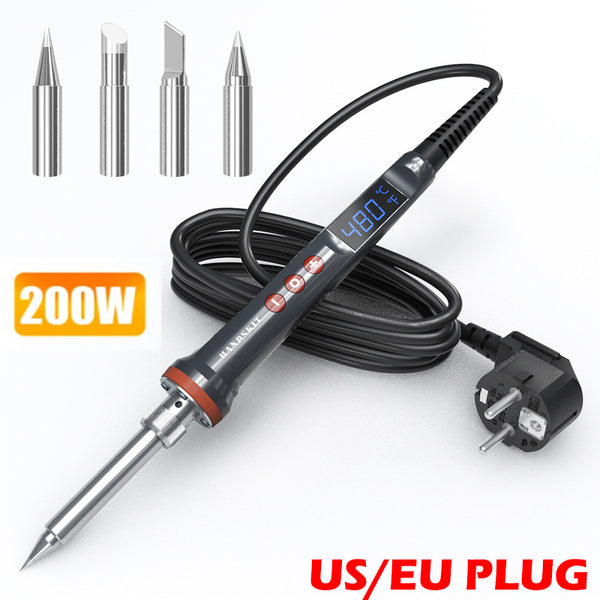 200W Soldering Iron LCD Digital Adjustment Electrical Welding Tool Kits Ceramic Heater Reparing Tools