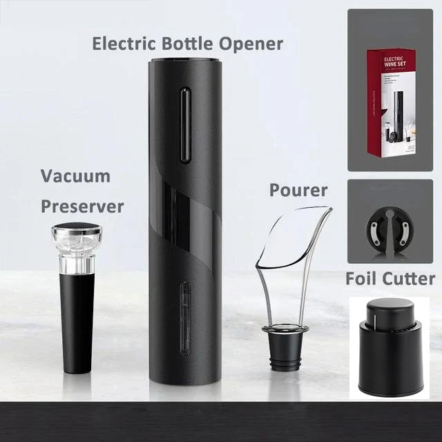 4 in 1 Electric Automatic Wine Opener Set Automatic Corkscrew Wine Openers for Beer Battery Bottle Opener Foil Cutter Kitchen Bar Can Opener