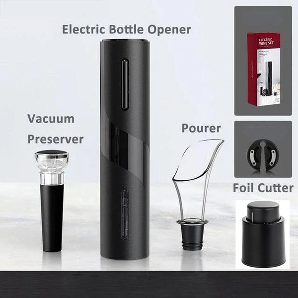 4 in 1 Electric Automatic Wine Opener Set Automatic Corkscrew Wine Openers for Beer Battery Bottle Opener Foil Cutter Kitchen Bar Can Opener
