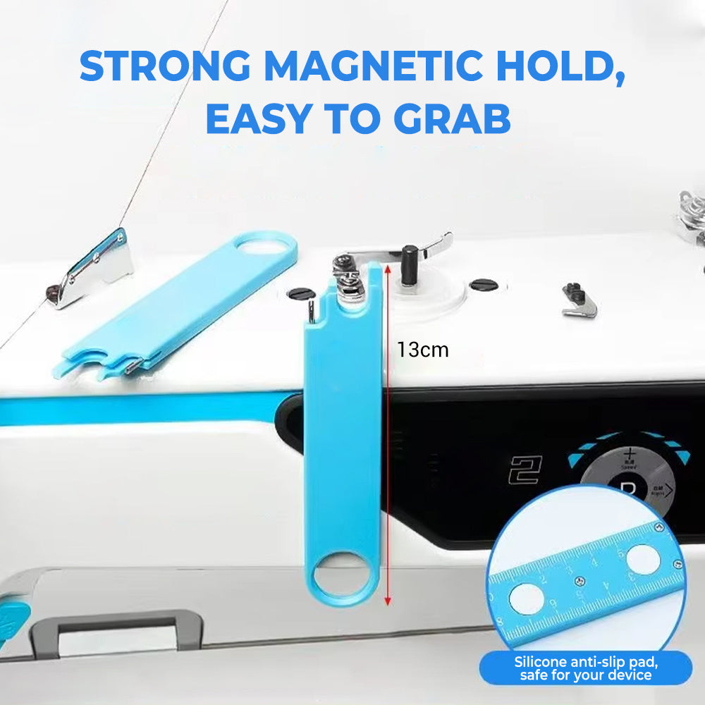 Universal Sewing Machine Threader | Magnetic Nano Threading Gauge | Multi-Function Threading Device (with Magnifying Glass + Ruler + Magnetic Storage) | Portable Home Sewing Tool