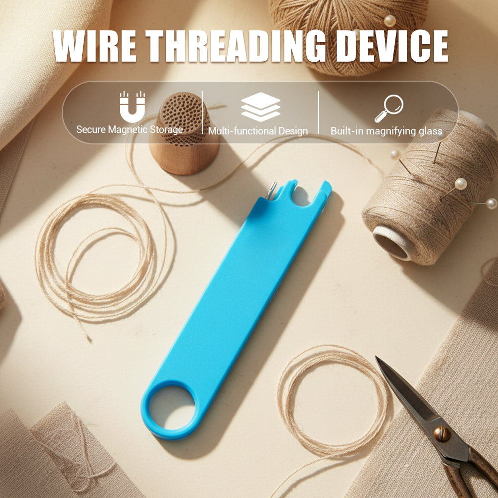Universal Sewing Machine Threader | Magnetic Nano Threading Gauge | Multi-Function Threading Device (with Magnifying Glass + Ruler + Magnetic Storage) | Portable Home Sewing Tool
