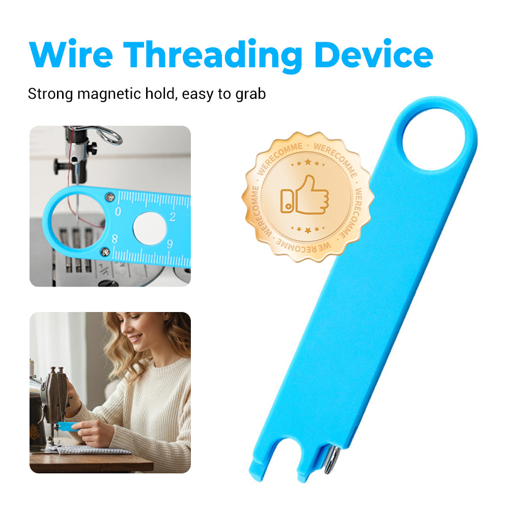 Universal Sewing Machine Threader | Magnetic Nano Threading Gauge | Multi-Function Threading Device (with Magnifying Glass + Ruler + Magnetic Storage) | Portable Home Sewing Tool