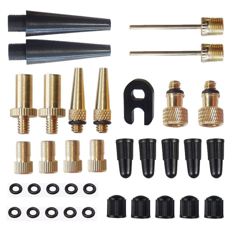 35Pcs All-in-One Valve Adapter Set – Presta/Schrader/Dunlop Valves & Inflator Needle